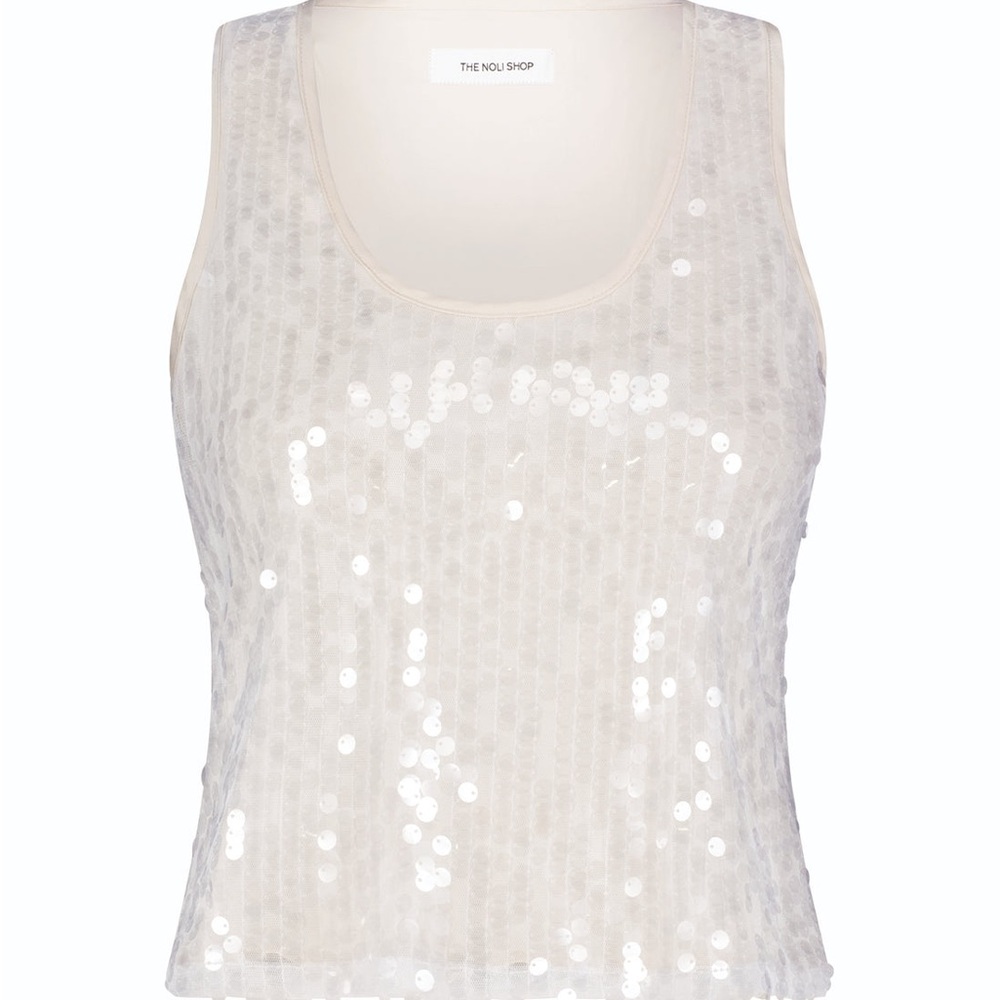 Noli White Sequin Tank Top New with Tags
